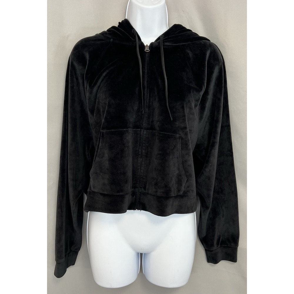 Victoria's Secret Women's Crop Jacket‎ Hood Sz Medium Black